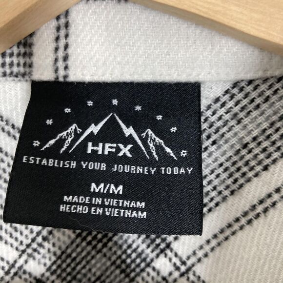 HFX Jacket Women's Medium White Black Plaid Button Up Flannel Shirt Shacket - Picture 15 of 15